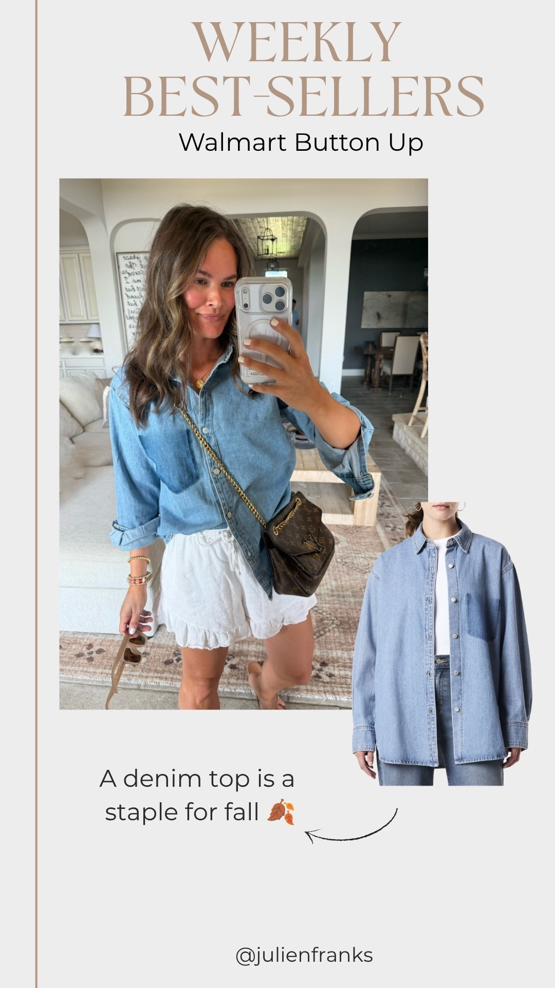 The most classic chambray top giving madewell but it’s Walmart! Dress up or down. So versatile. In my normal small. Wear as a shacket or regular top. #walmartfashion #walmartfinds #shacket #chambraytop #falloutfit #fallfashion

#LTKootd #LTKSeasonal #LTKmomlife