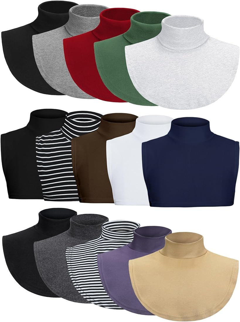Hoolerry 15 Pcs Fake Turtleneck Bulk for Women Fake Collar Winter False Dickey Detachable Collars... | Amazon (US)