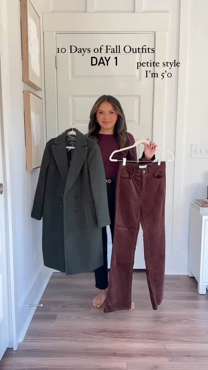 Green topcoat size 0 petite TTS - runs a little small and to size up two sizes if you want to be able to button it over sweaters
Brown crew neck sweater size XS TTS-use code RACHEL25 for 25% off
Reversible belt size XS TTS
Burgundy brown pants size 26 petite TTS 
Brown Suede booties size 5.5 TTS 
Lip gloss shade rose taupe
Bracelets size small 

Fall outfit 
Fall fashion 
Fall style 
London outfit 
Europe outfit 
Fall trends 
Winter outfit 

Honey Sweet Petite 
Honeysweetpetite 

#LTKSeasonal #LTKSaleAlert #LTKStyleTip