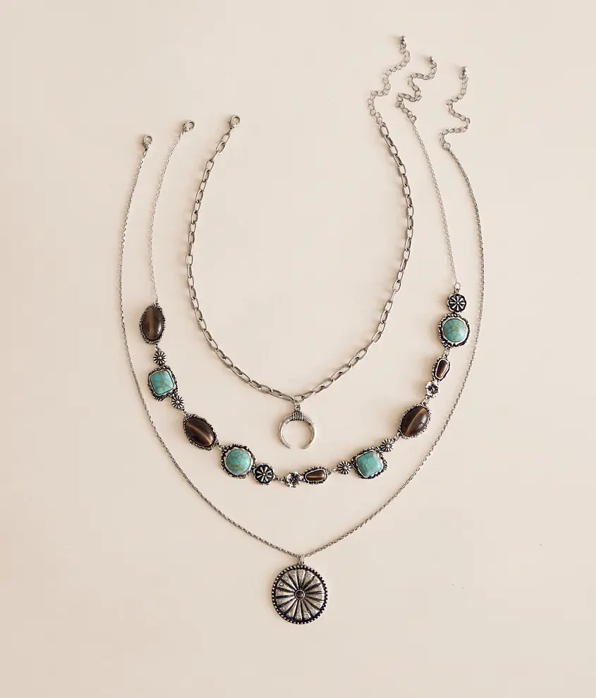 3 Pack Western Stone Necklace Set | Buckle