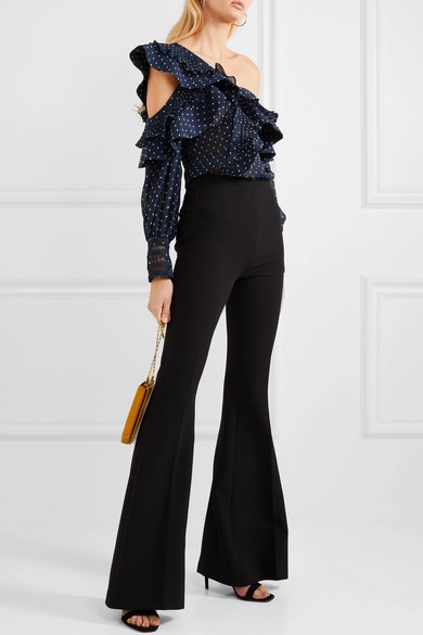 One-shoulder ruffled fil coupé georgette blouse | NET-A-PORTER (US)