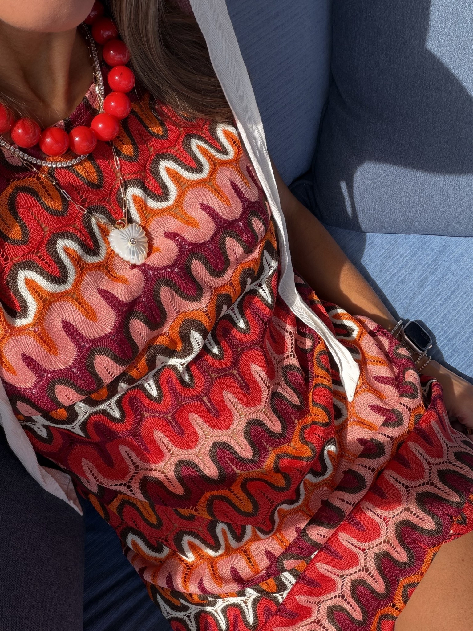 Left on Friday swim paired with colorful Amazon crochet coverup!