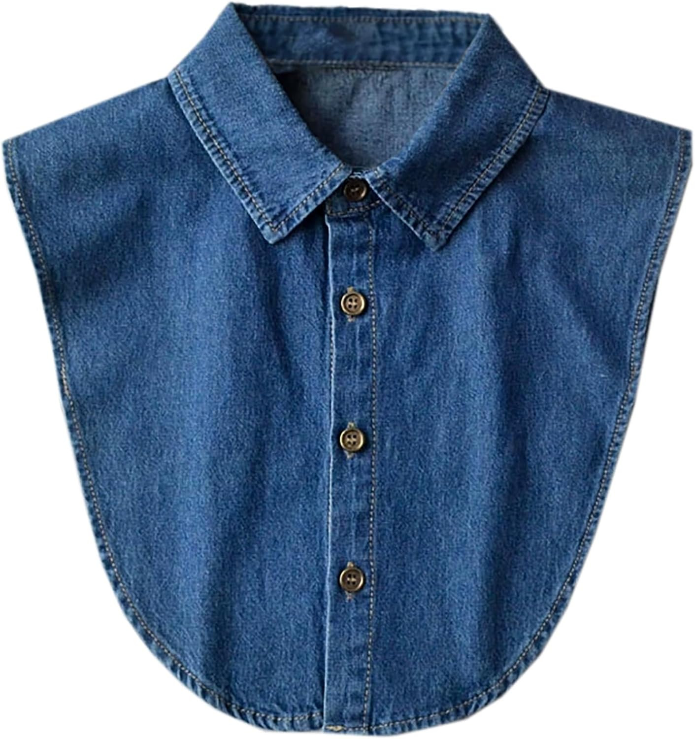 Denim Fake Collar Shirt Detachable,Versatile Accessories Dickey Collars Blouse Top for Women Girls Decorative Favors | Amazon (US)