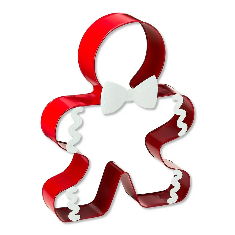 Metal Gingerbread Cookie Cutter Christmas Decoration, Red and White, 28", by Holiday Time | Walmart (US)