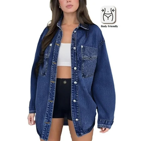 PAOLA RIBONI Womens Denim Jacket Wash Jean Jacket Coats with Pockets | Walmart (US)