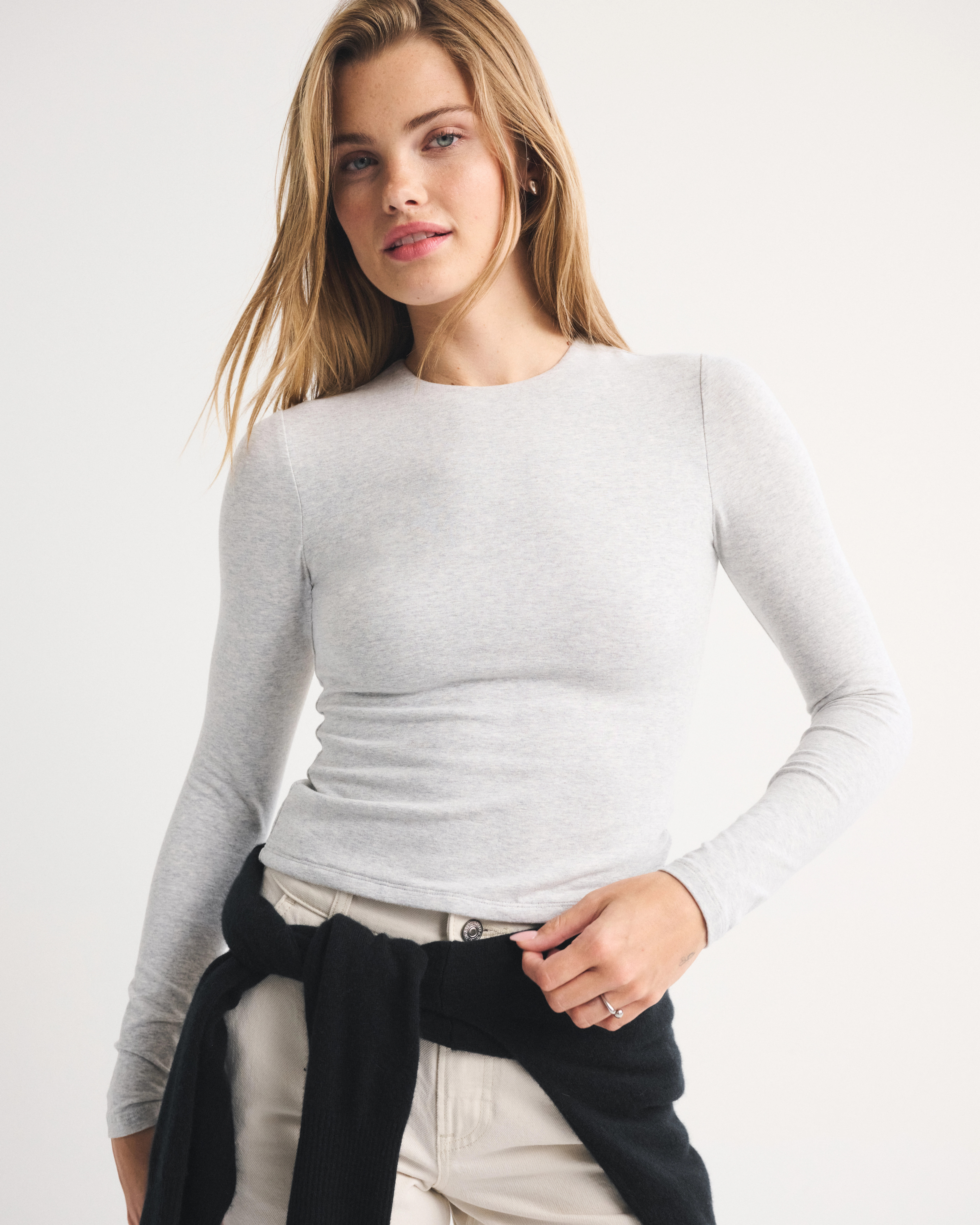 Long-Sleeve Double-Lined Baby Tee | Abercrombie & Fitch (US)