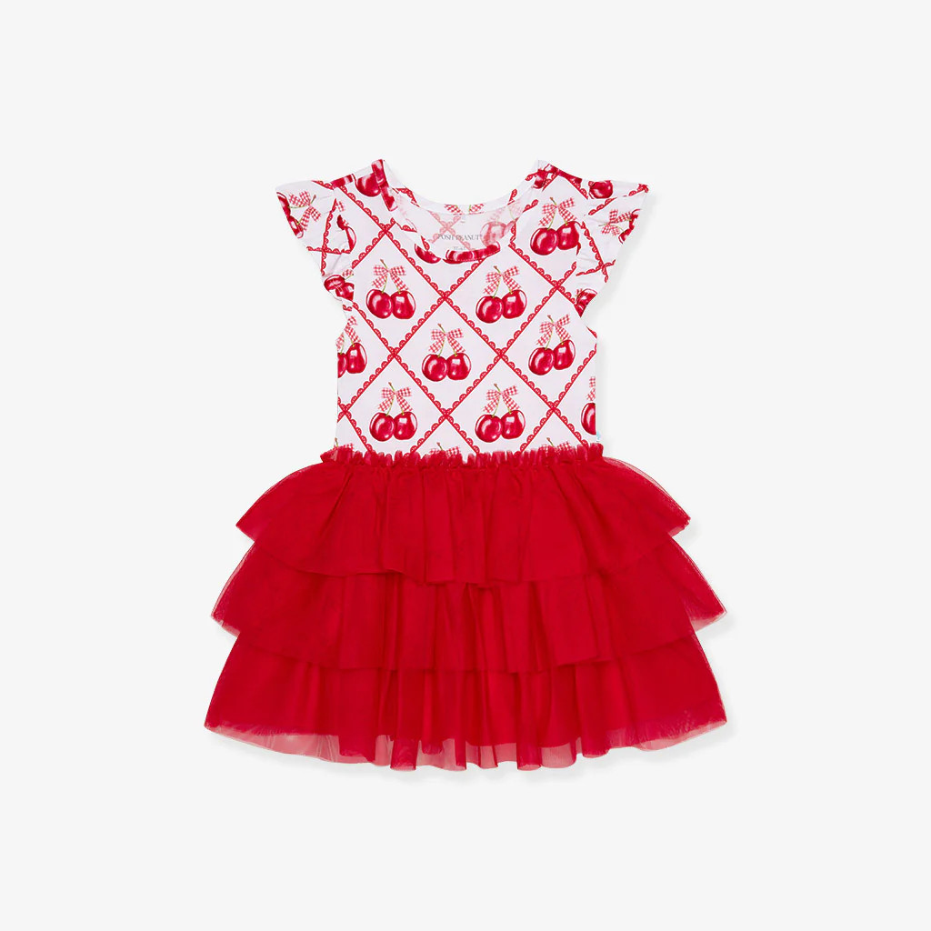 Cherry Red Girl Toddler Tulle Dress | Cheryl | Posh Peanut