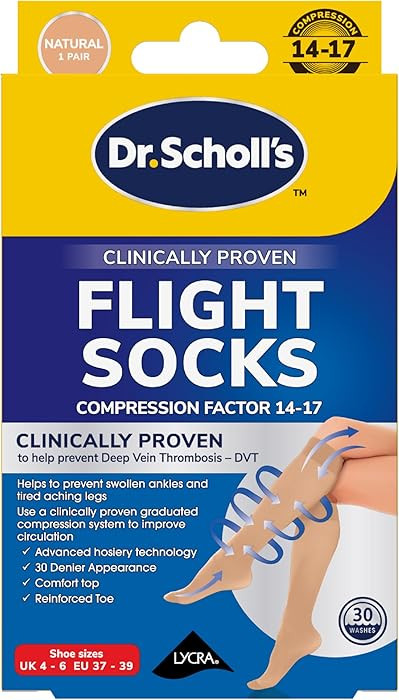 Scholl Footcare - Medically Proven two Pairs of Sheer Natural Flight Socks to Prevent Swollen Ank... | Amazon (UK)