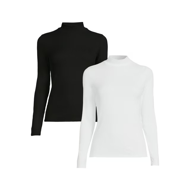 No Boundaries Juniors Mock Neck Top with Long Sleeves, 2-Pack, Sizes XS-3XL | Walmart (US)