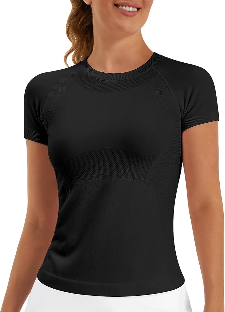 Stelle Women Workout Tops Short Sleeve Seamless Athletic Shirts Yoga Gym Sports Breathable Tees | Amazon (US)