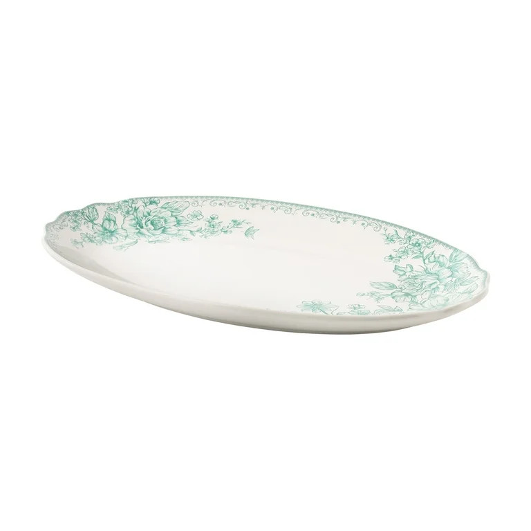 The Pioneer Woman Agatha Stoneware 16-inch Serving Platter, Green | Walmart (US)