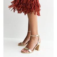 Women's Gold Faux Leather Block Heel Sandals New Look | New Look (UK)