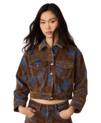 Women's Dove Cropped Corduroy Paisley Jacket | Macy's
