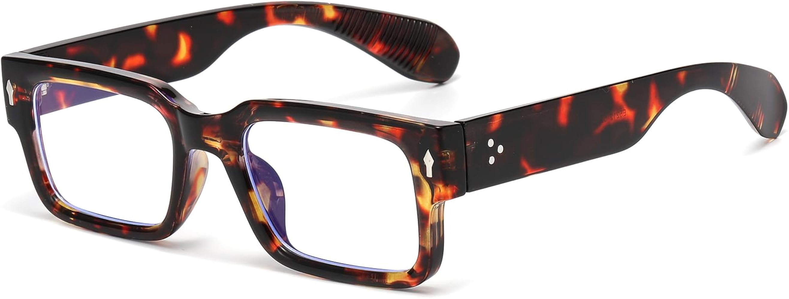 Rectangle Glasses for Men Women Square Blue Light Glasses Thick Frame Black Eyeglasses | Amazon (US)