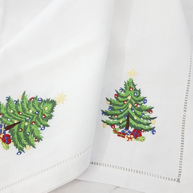 Embroidered Cotton Table Napkin, Cloth Napkins Set of 4 18"x18" Christmas Tree Napkin Square Fabr... | Amazon (US)