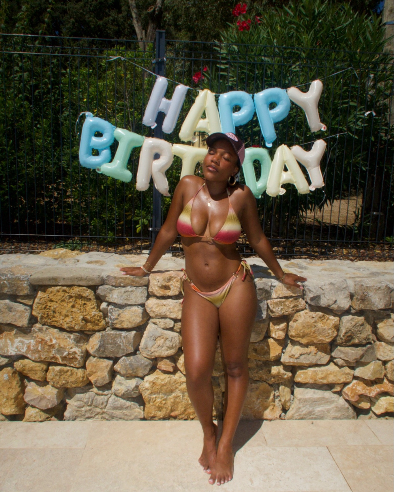 poolside chilling - fuller bust friendly 

bikini is Primark!