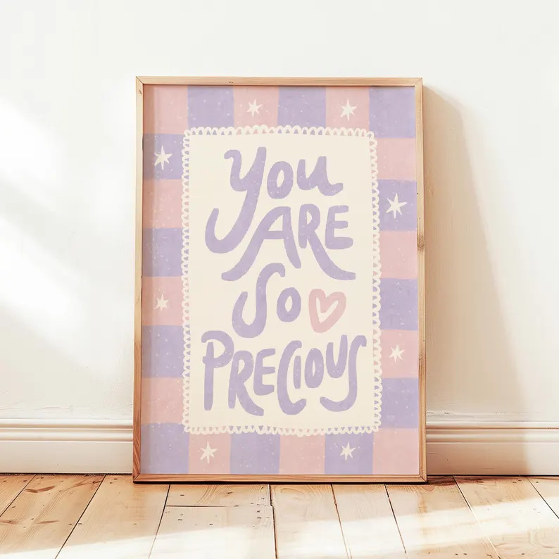 You Are so Precious Print, Pink Purple Kids Playroom Poster, Girl Wall Decor, UNFRAMED - Etsy Can... | Etsy (Global)