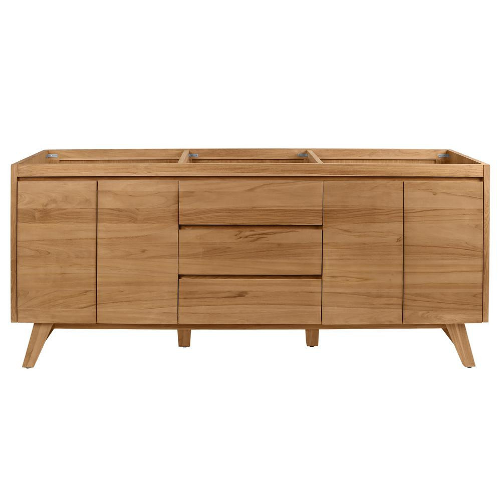 Coventry 72 in. Vanity Cabinet Only in Natural Teak | The Home Depot