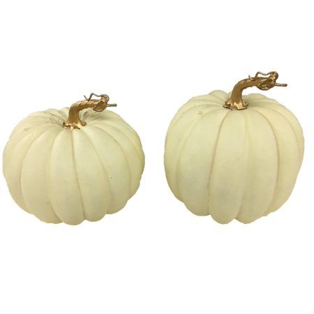 Way To Celebrate Harvest Set of 2 Cream Pumpkin 7.4" & 8.5" - Walmart.com | Walmart (US)