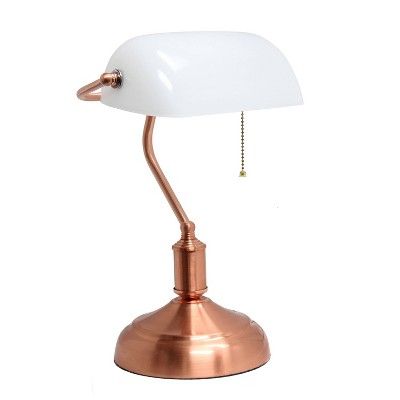Executive Banker's Desk Lamp with Glass Shade Rose Gold - Simple Designs | Target