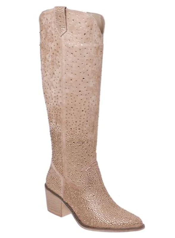 RESTOCK: Rhinestone Cowgirl Boots: Taupe | Shophopes