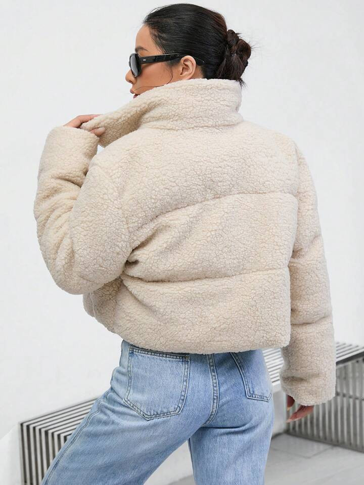 SHEIN Essnce Piumino con zip teddy | SHEIN