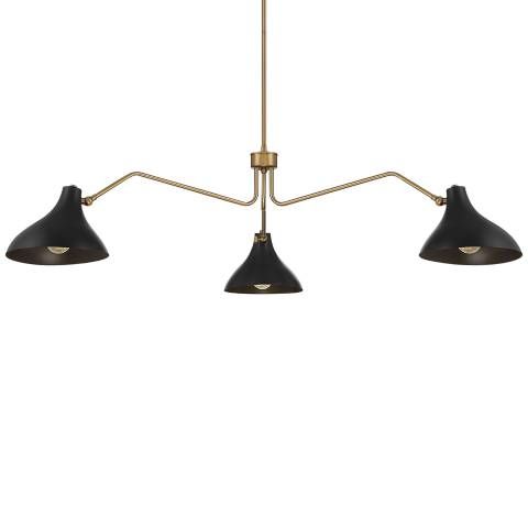 Savoy House Meridian 55" Wide Matte Black & Natural Brass 3-Light - #405F9 | Lamps Plus | Lamps Plus