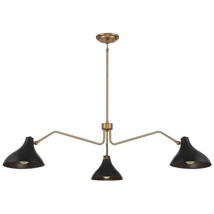 Savoy House Meridian 55in Matte Black and Natural Brass 3-Light