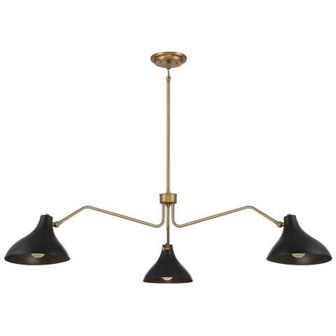 Savoy House Meridian 55" Wide Matte Black & Natural Brass 3-Light - #405F9 | Lamps Plus | Lamps Plus
