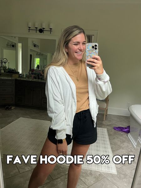 Soo soft & cozy! This zip up hoodie Perfect layering piece for any outfit! The terry fabric is so soft!!! TTS - M 
⭐️ 50% off today! ⭐️

Wearing it w my fav lounge shorts TTS - M & cropped tee $10 TTS - M 


#LTKsalealert #LTKFind #LTKunder50