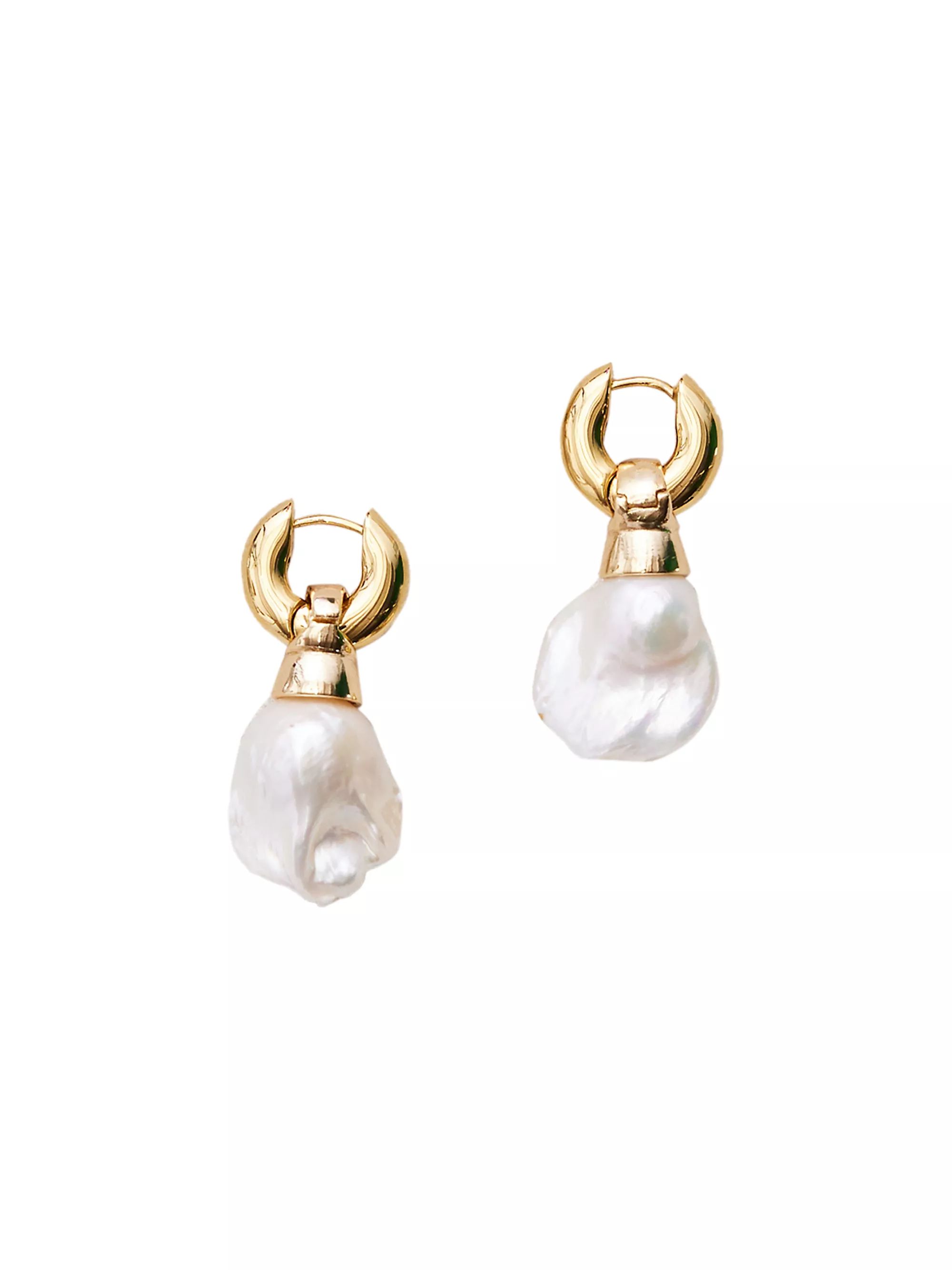 Stina 14K Gold-Plated & Freshwater Pearls Hoop Earrings | Saks Fifth Avenue