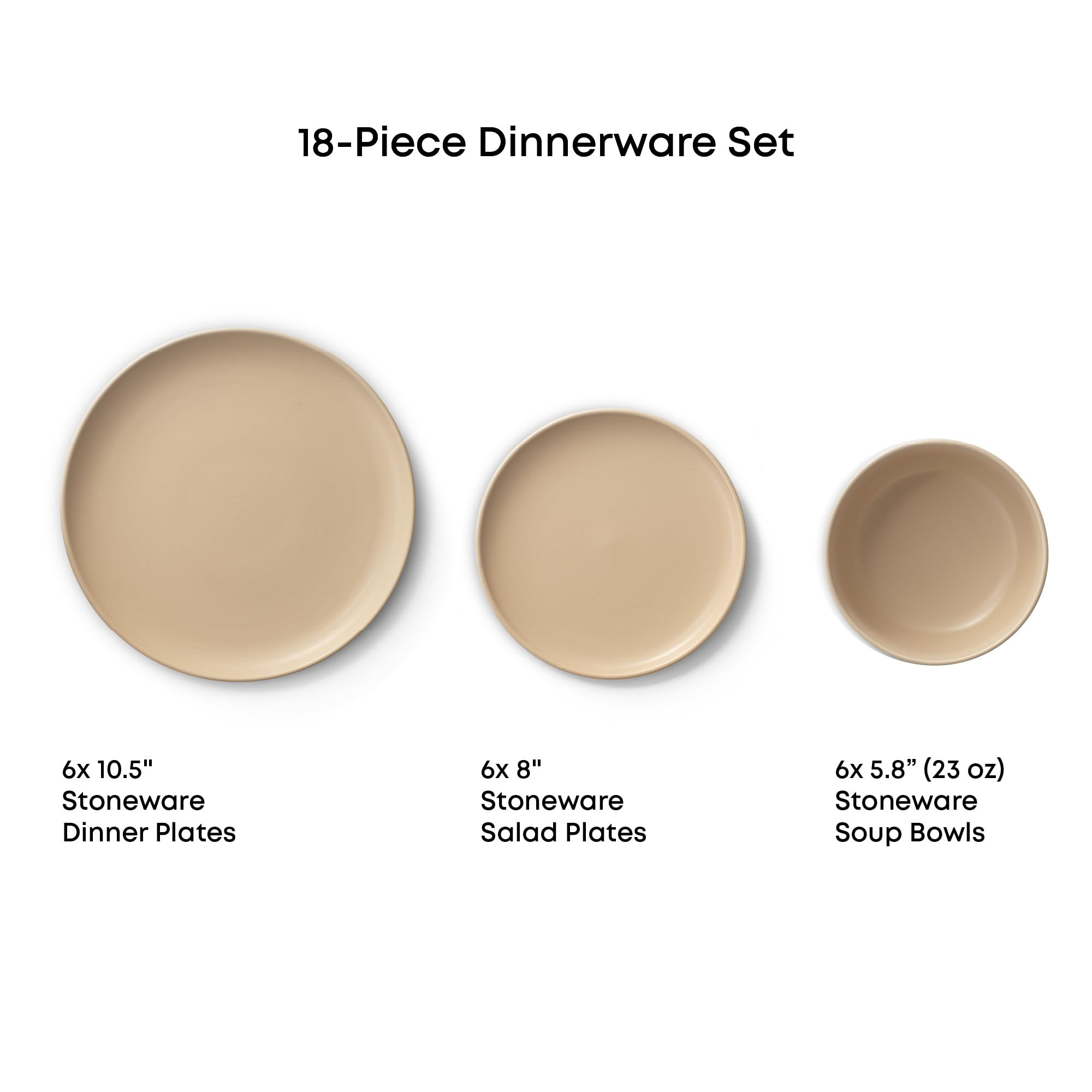 JoyJolt Mesa Stoneware Dinnerware Set, 18-Piece Plates and Bowls Sets, Includes Dinner Plates Sal... | Amazon (US)