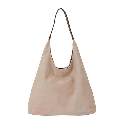 Suede Bag for Women, Trendy Slouchy Hobo Bags Shoulder Satchel Top Handle Tote Handbag with Small Bag | Amazon (US)
