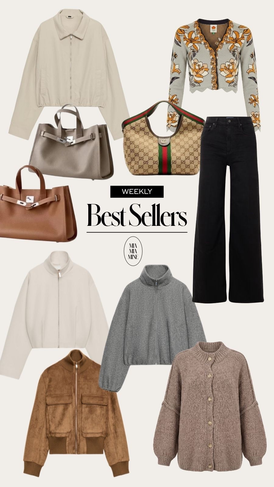 Last week’s best sellers 
Mother denim wearing a 23
Farm Rio sweater wearing an XXS 
Zara jackets wearing a small 
Citizens denim wearing a 23
Gucci Giglio bag size small