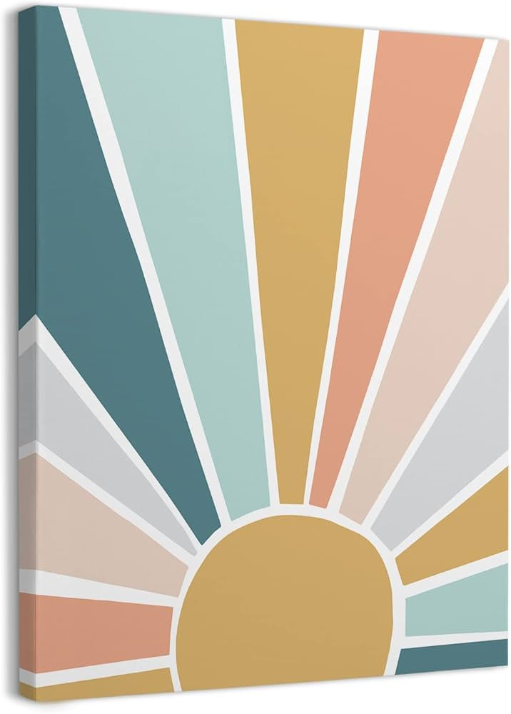 Amazon.com: WODMIS Boho Sun Sunshine Colorful Wall Art Framed Canvas Decor,11×14 Inch,Colorful W... | Amazon (US)
