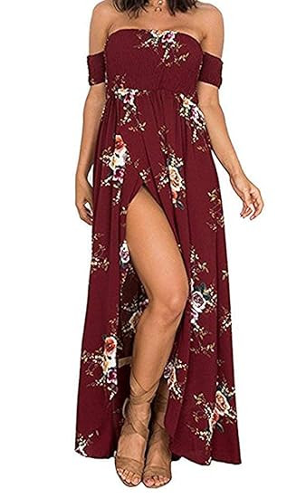 Summer Beach Maxi Dresses for Women Off The Shoulder Floral Boho Sundresses | Amazon (US)
