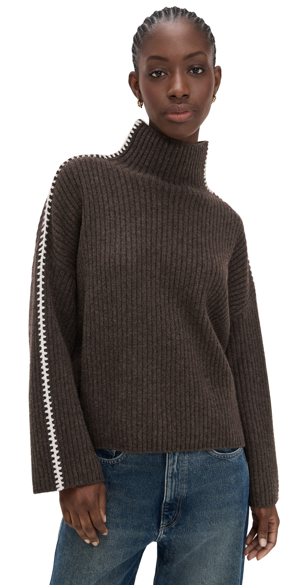 rag & bone Ingrid Wool Turtleneck Brown L | Shopbop