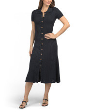 Short Sleeve Collared Button Down Fit And Flare Maxi Dress | Marshalls