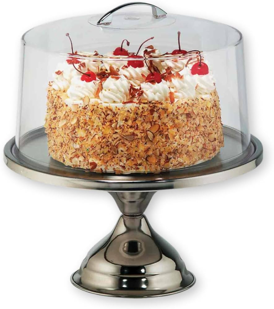 Tablecraft Cake Stand with Dome, Clear Acrylic Shatterproof Lid Cover with Stainless Steel Displa... | Amazon (US)