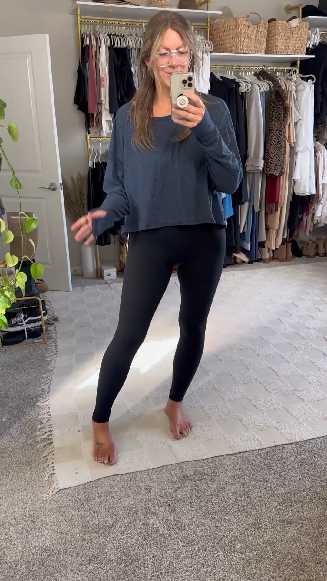 Tall girl high waisted booty boosting leggings - wearing a large 31” (28” would’ve been better) 

#LTKMidsize #LTKActive