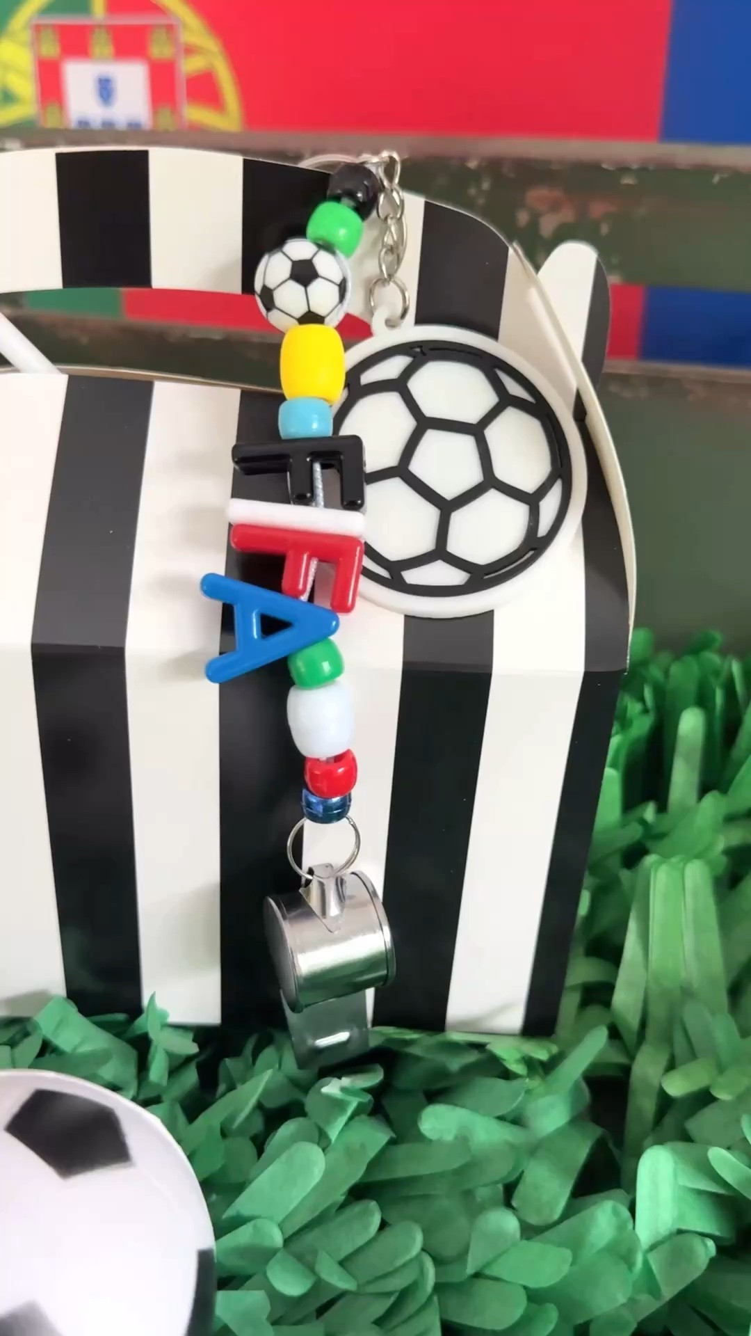 soccer party favors they'll actually clip onto their backpack ⚽
 
a beaded FIFA charm, soccer ball keychain, whistle and country flag — all on a referee stripe box. stay till the end to see it all come together!
 
made with those chunky letter beads everyone is obsessed with right now — and yes, they are just as addictive as everyone says.
save this 🏆
 

#soccerparty #soccerpartyfavors #diysoccerparty #FIFAviewingparty

#LTKmomlife #LTKSeasonal #LTKKids