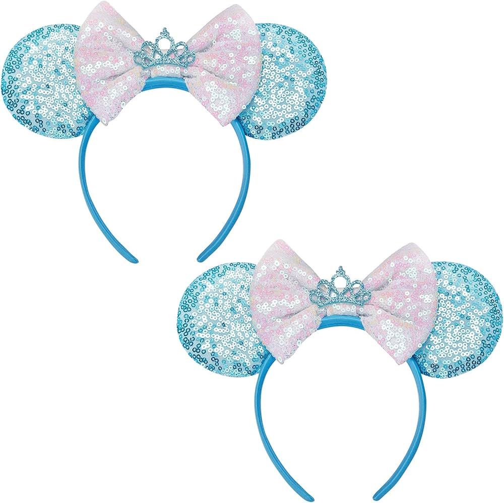 FANYITY Mouse Costume Ears,2 Pcs Mouse Ears Headbands for Girls & Women Party,Size Free (Blue Cro... | Amazon (US)