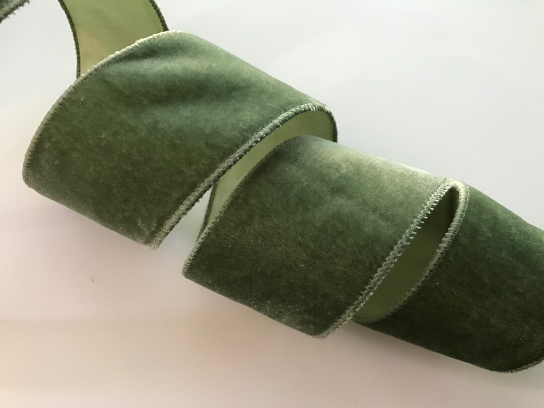 Christmas Ribbon, Sage Green Velvet and Satin, 2 1/2 Wide, Wired Ribbon for Bows, Wreaths, Holida... | Etsy (US)