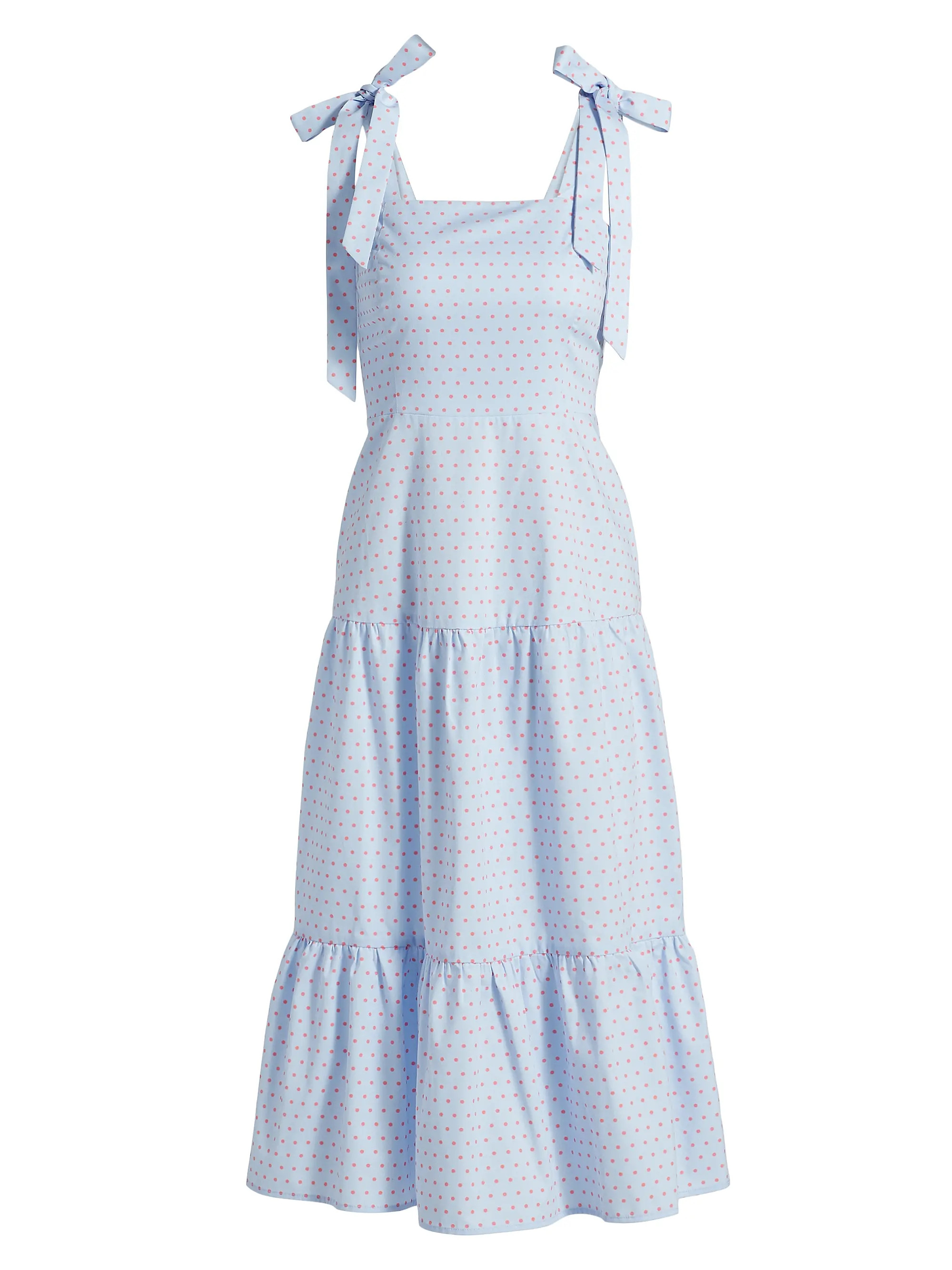 Tiered Bow-Strap Midi-Dress | Saks Fifth Avenue