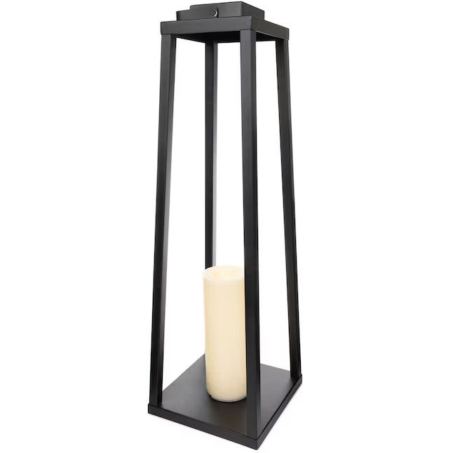 Fusion 7.5-in x 24-in Black Metal LED light Outdoor Decorative Lantern | Lowe's