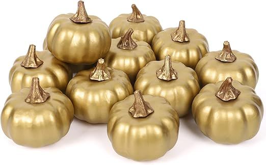 Whaline Artificial Pumpkins Bulk Vintage Gold Pumpkin Harvest Lifelike Pumpkin Fake Foam Pumpkin ... | Amazon (US)