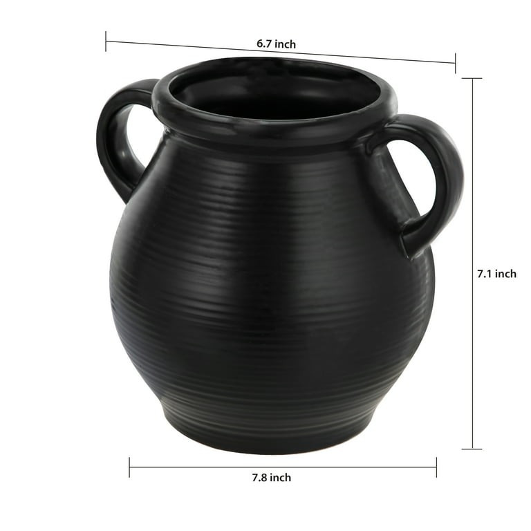 Mainstays Classic Black Ceramic Vase With Ribbed Finish - Walmart.com | Walmart (US)