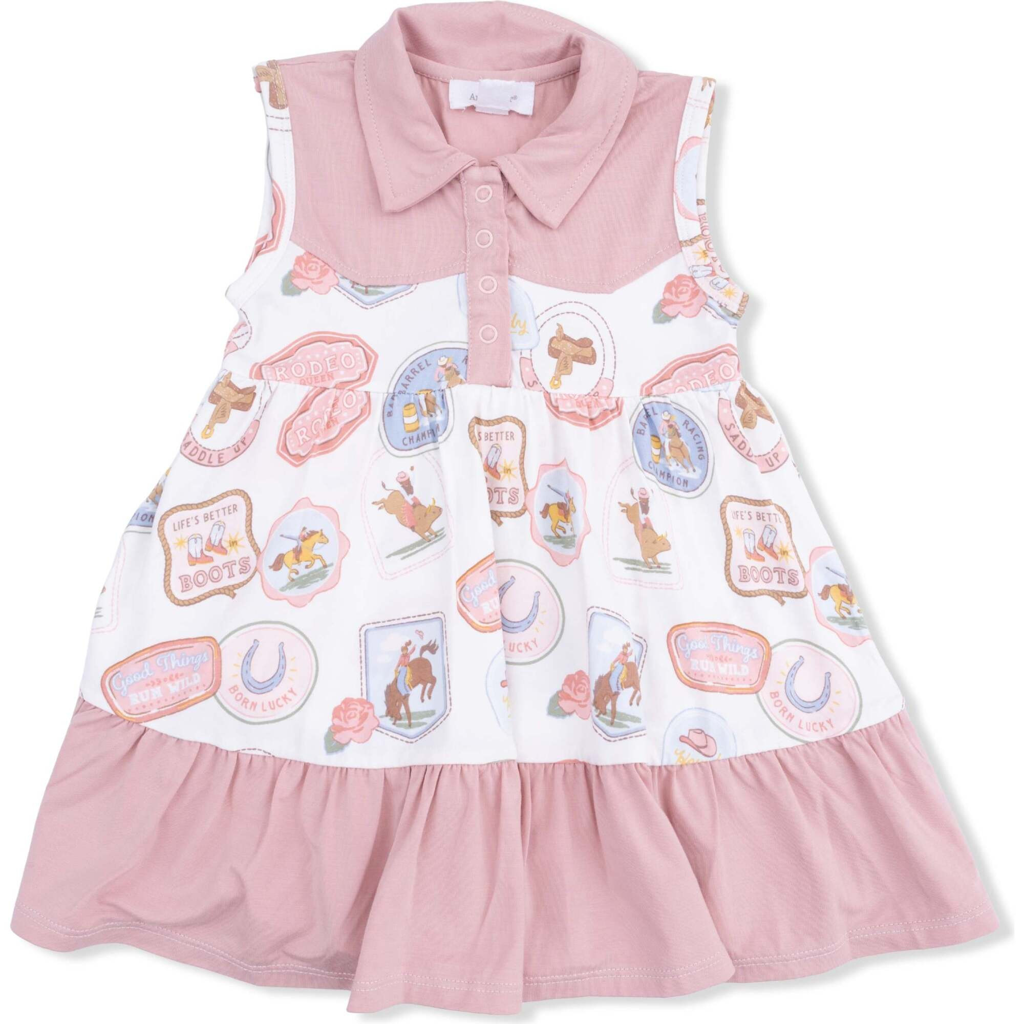 Rodeo Patches Pink - Cowboy Bodysuit Dress | Maisonette