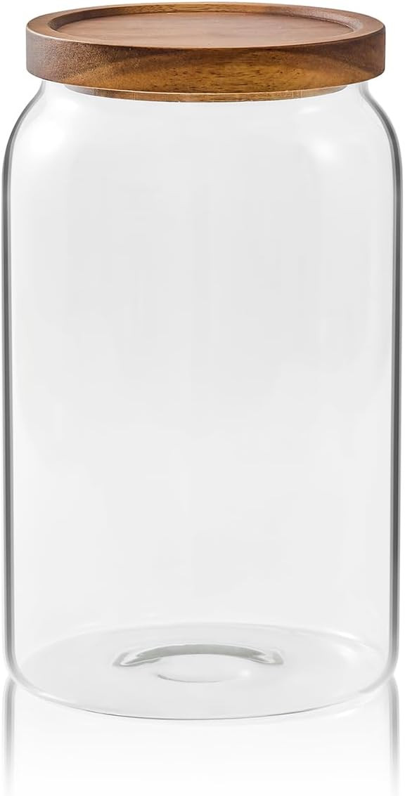 Sweejar Large Glass Candy Jars with Wooden Lids, 1 Gallon Glass Jar with Lid, Sugar/Flour Storage... | Amazon (US)