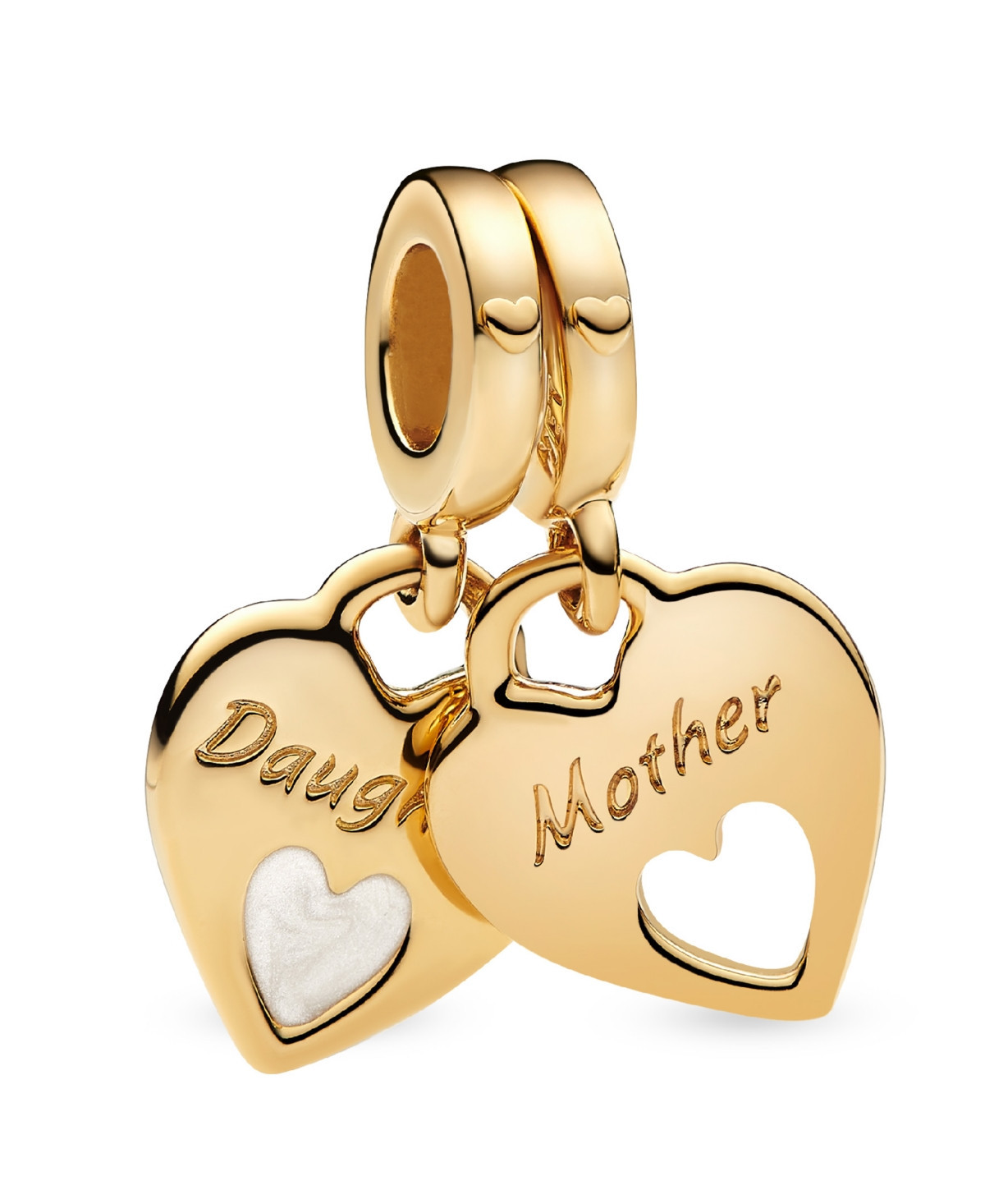 Pandora 14K Gold-Plated Double Heart Split Dangle Charm - Gold | Macy's